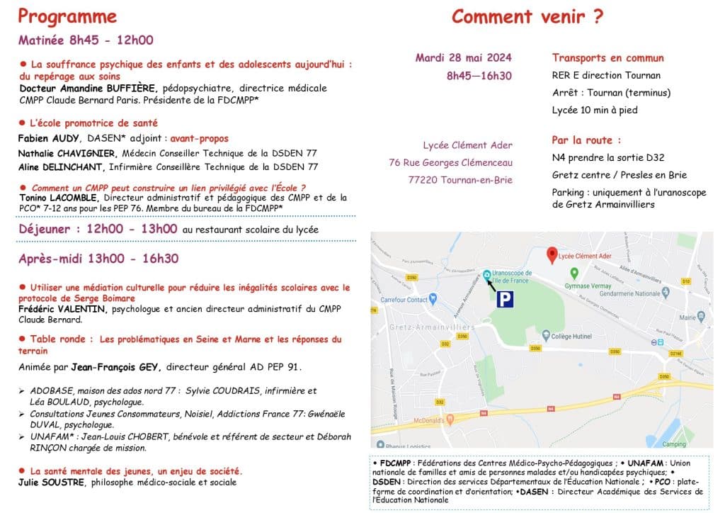 Programme de la 11ème journée de formation PEP77