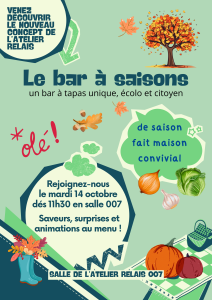 Invitation au bar à saisons mardi 14 octobre 2025 au collège Elsa Triolet du Mée-sur-Seine